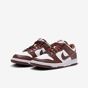 Nike low dunks burgundy and White Sneakers big kids sneakers. Brand new